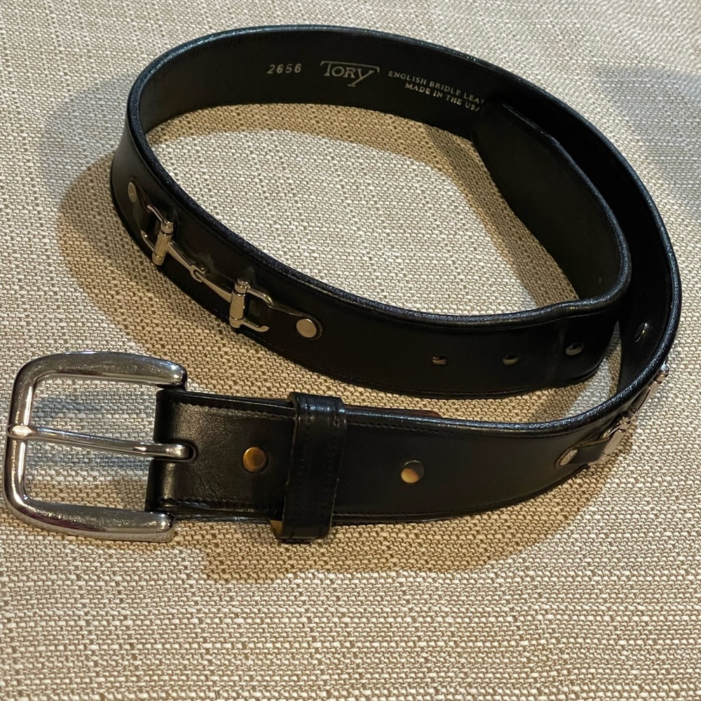 Tory English Bridle Black Leather Belt Size 30